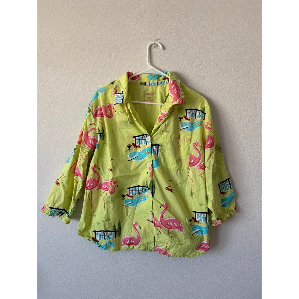 Nick & Nora Backyard Flamingos Pajama Set Soft and Cozy